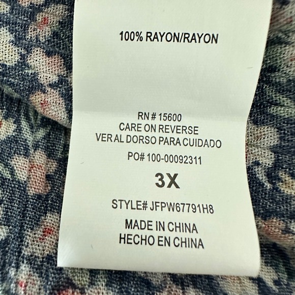 MASON & BELLE Womens Top 3X Blue Floral Peasant Tunic Classic Casual Cottage - Picture 10 of 12